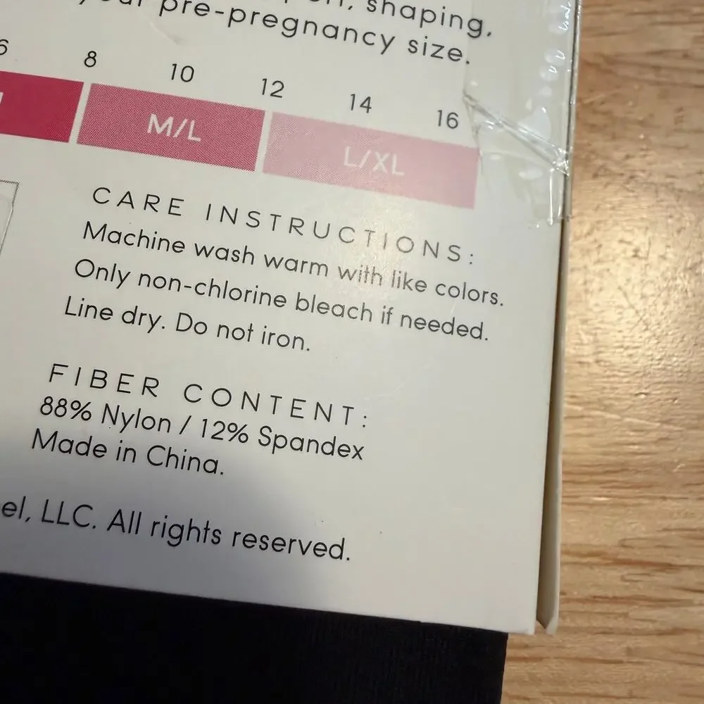Isabel Maternity Black Belly Support Seamless Footless Tights - Size M/L - NWT